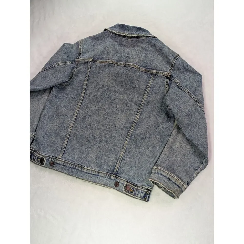 Old Navy Kids XL 14-16 Plus Denim Trucker Jacket Medium Wash Stretch EUC